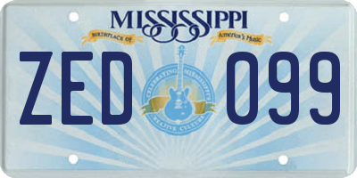 MS license plate ZED099