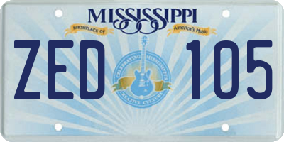 MS license plate ZED105