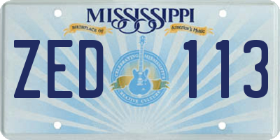 MS license plate ZED113
