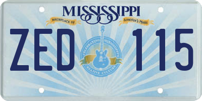 MS license plate ZED115