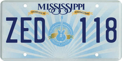 MS license plate ZED118