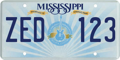 MS license plate ZED123