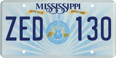 MS license plate ZED130