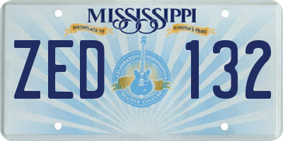 MS license plate ZED132
