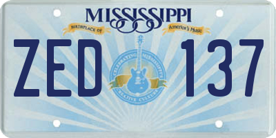 MS license plate ZED137