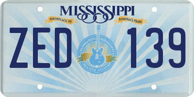 MS license plate ZED139