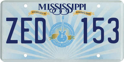 MS license plate ZED153