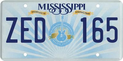 MS license plate ZED165