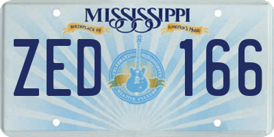 MS license plate ZED166