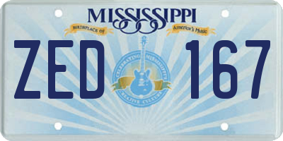 MS license plate ZED167