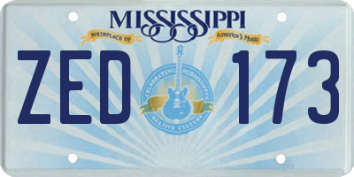 MS license plate ZED173