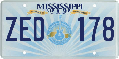 MS license plate ZED178