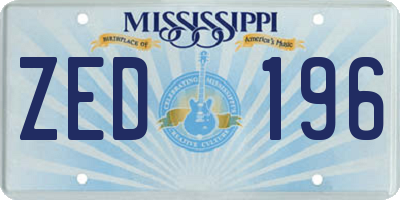 MS license plate ZED196