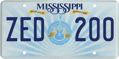 MS license plate ZED200