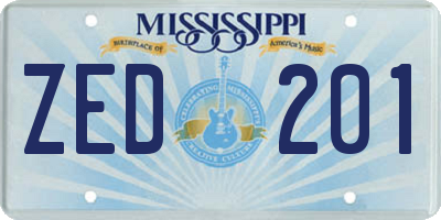 MS license plate ZED201