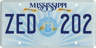MS license plate ZED202