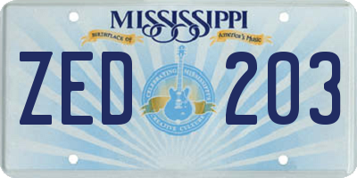 MS license plate ZED203
