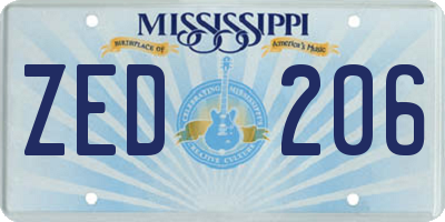 MS license plate ZED206