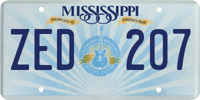 MS license plate ZED207