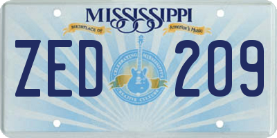 MS license plate ZED209