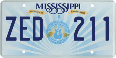 MS license plate ZED211