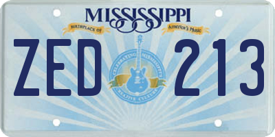 MS license plate ZED213