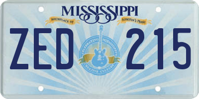 MS license plate ZED215