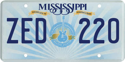 MS license plate ZED220