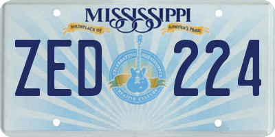 MS license plate ZED224