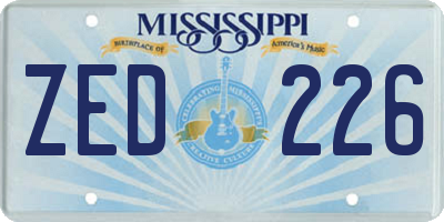 MS license plate ZED226