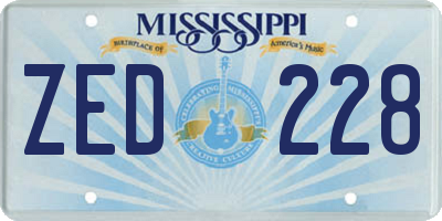 MS license plate ZED228