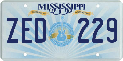 MS license plate ZED229