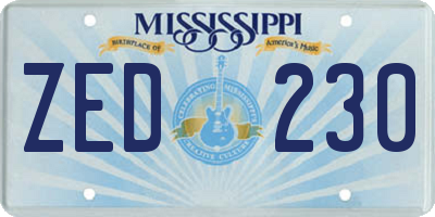 MS license plate ZED230