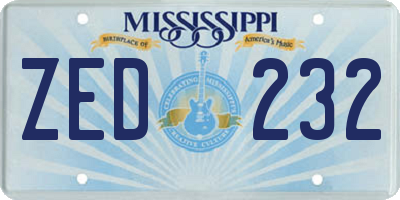 MS license plate ZED232