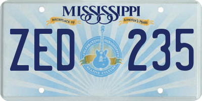 MS license plate ZED235