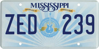 MS license plate ZED239