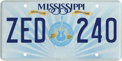 MS license plate ZED240