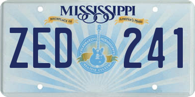 MS license plate ZED241