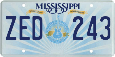 MS license plate ZED243