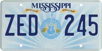 MS license plate ZED245