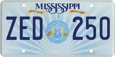 MS license plate ZED250