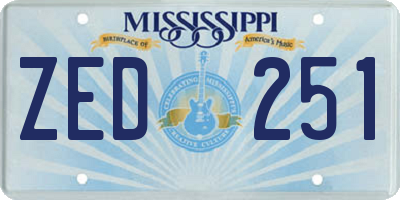 MS license plate ZED251