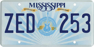 MS license plate ZED253