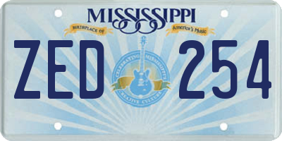MS license plate ZED254