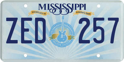 MS license plate ZED257