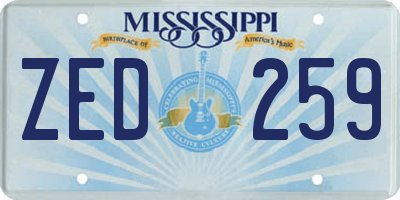 MS license plate ZED259