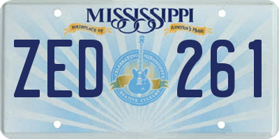 MS license plate ZED261
