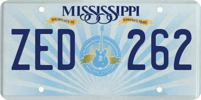 MS license plate ZED262