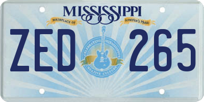 MS license plate ZED265