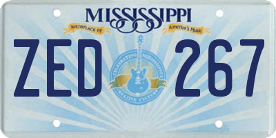 MS license plate ZED267